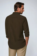 Essential Linen overhemd - Donkerbruin