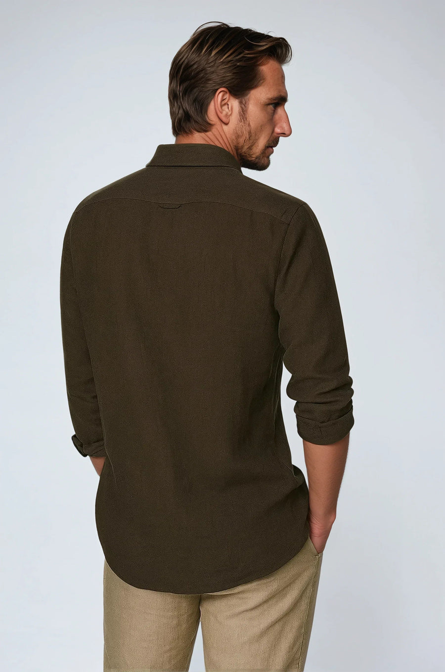 Essential Linen overhemd - Donkerbruin