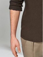 Essential Linen overhemd - Donkerbruin