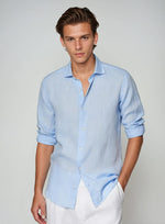 Essential Linen overhemd - Lichtblauw