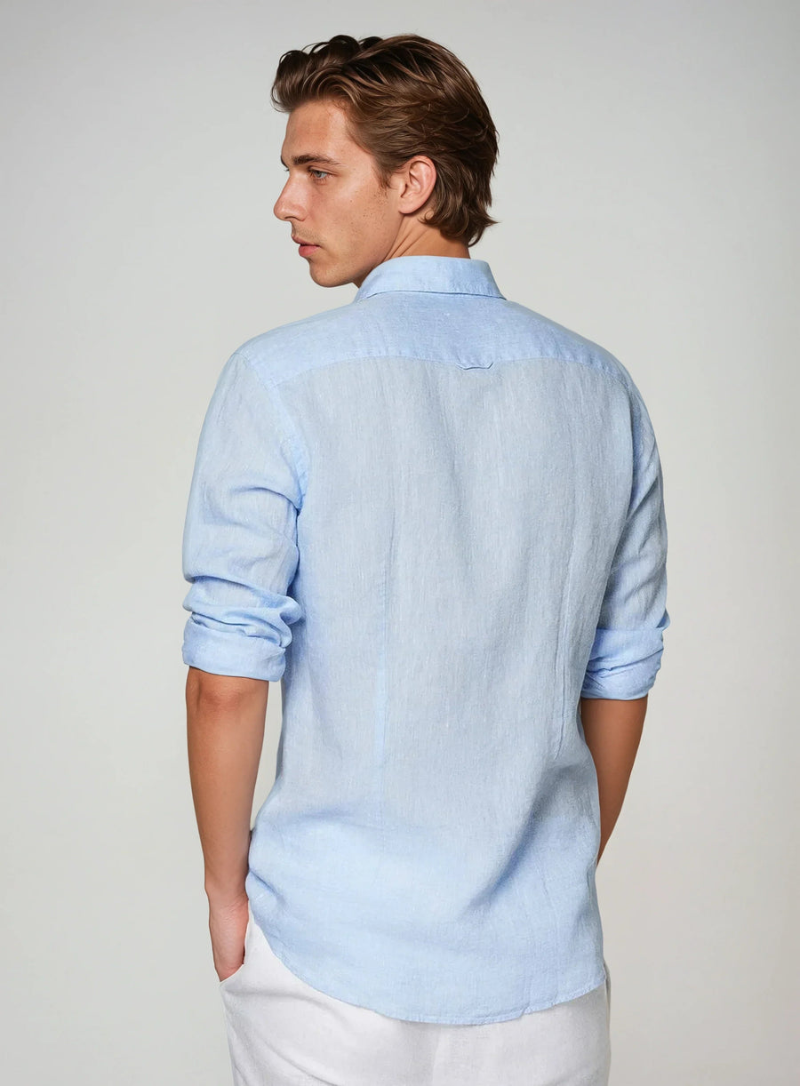 Essential Linen overhemd - Lichtblauw