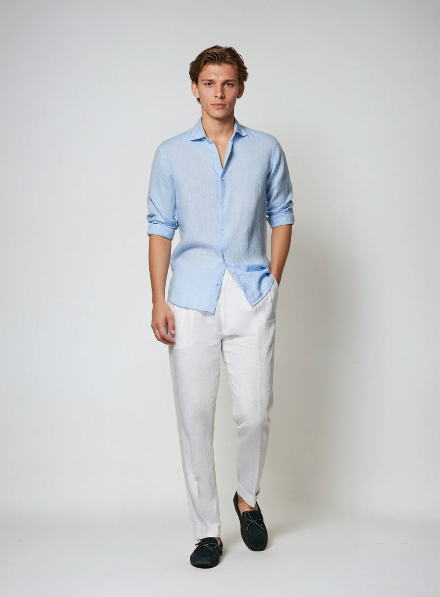 Essential Linen overhemd - Lichtblauw