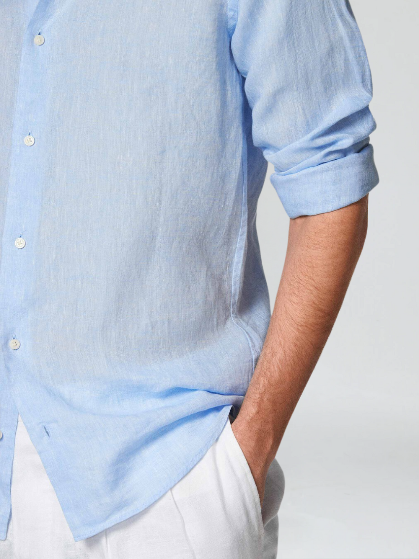 Essential Linen overhemd - Lichtblauw