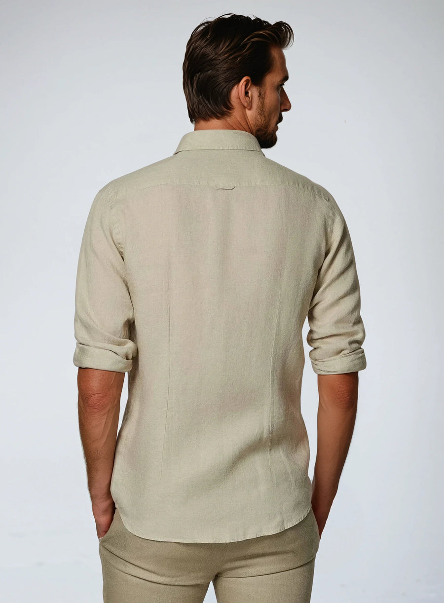 Essentieel linnen overhemd - Khaki
