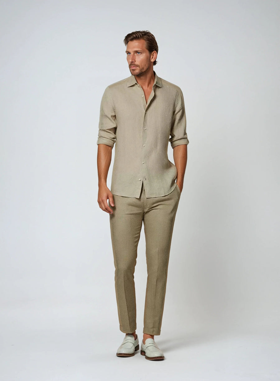 Essentieel linnen overhemd - Khaki