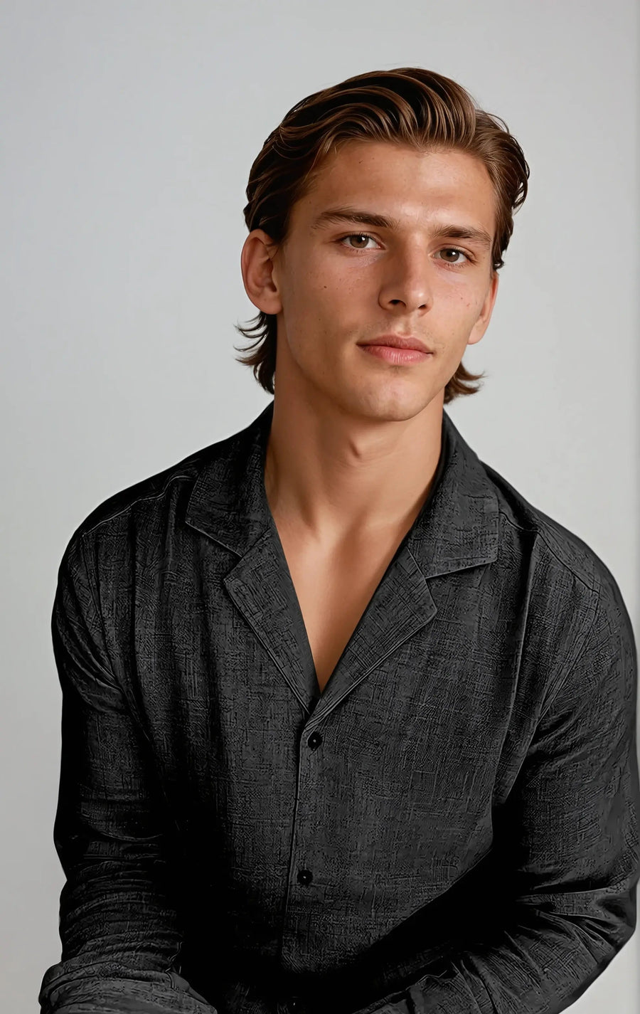 Linnen strand zomer shirt – Zwart