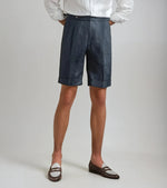 Oxford linnen shorts - marineblauw