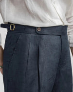 Oxford linnen shorts - marineblauw