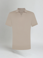 Poloshirt zonder knopen – Taupe