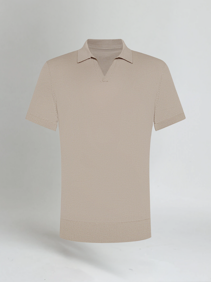 Poloshirt zonder knopen – Taupe