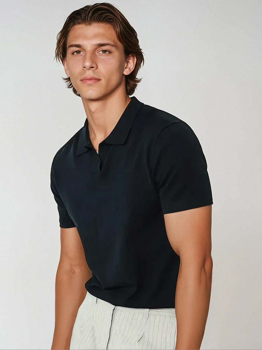 Poloshirt zonder knopen – Zwart