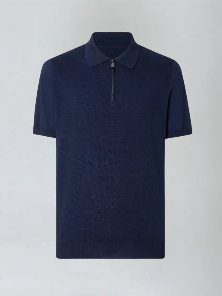 Riviera Polo met rits - Marineblauw