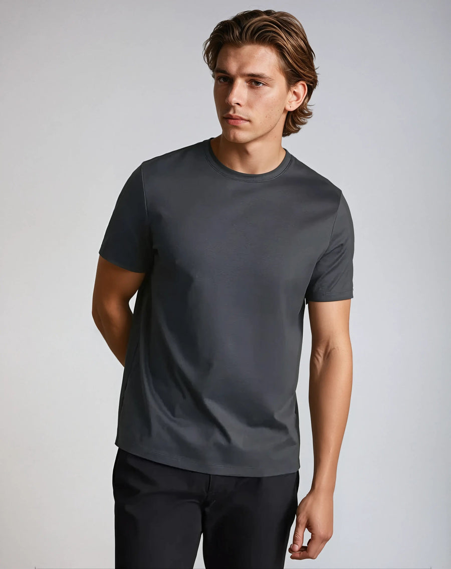 Supima slim fit T-shirt - Donkergrijs