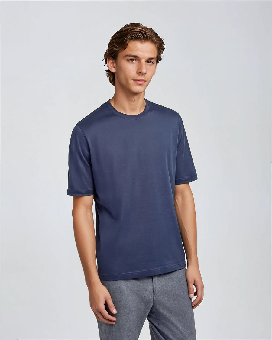 Supima slim fit T-shirt - Intens Blauw