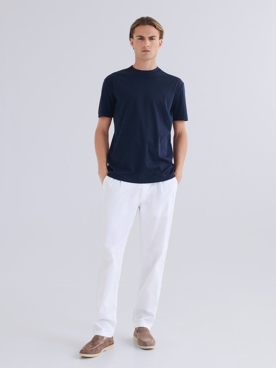 Supima slim fit T-shirt - Marineblauw