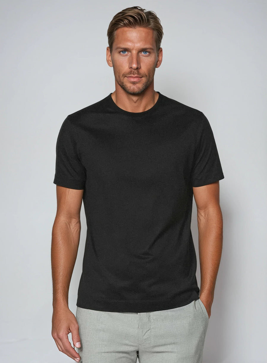 Supima slim fit T-shirt - Zwart