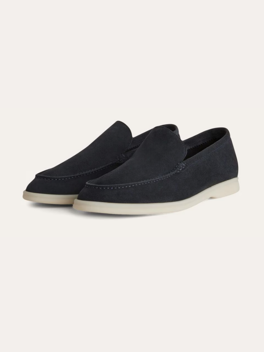 Verfijnde suède loafers - Marineblauw