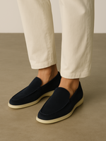 Verfijnde suède loafers - Marineblauw