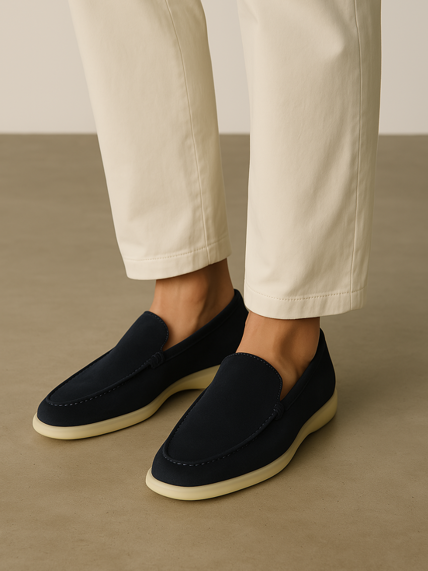 Verfijnde suède loafers - Marineblauw