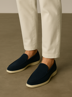 Verfijnde suède loafers - Marineblauw
