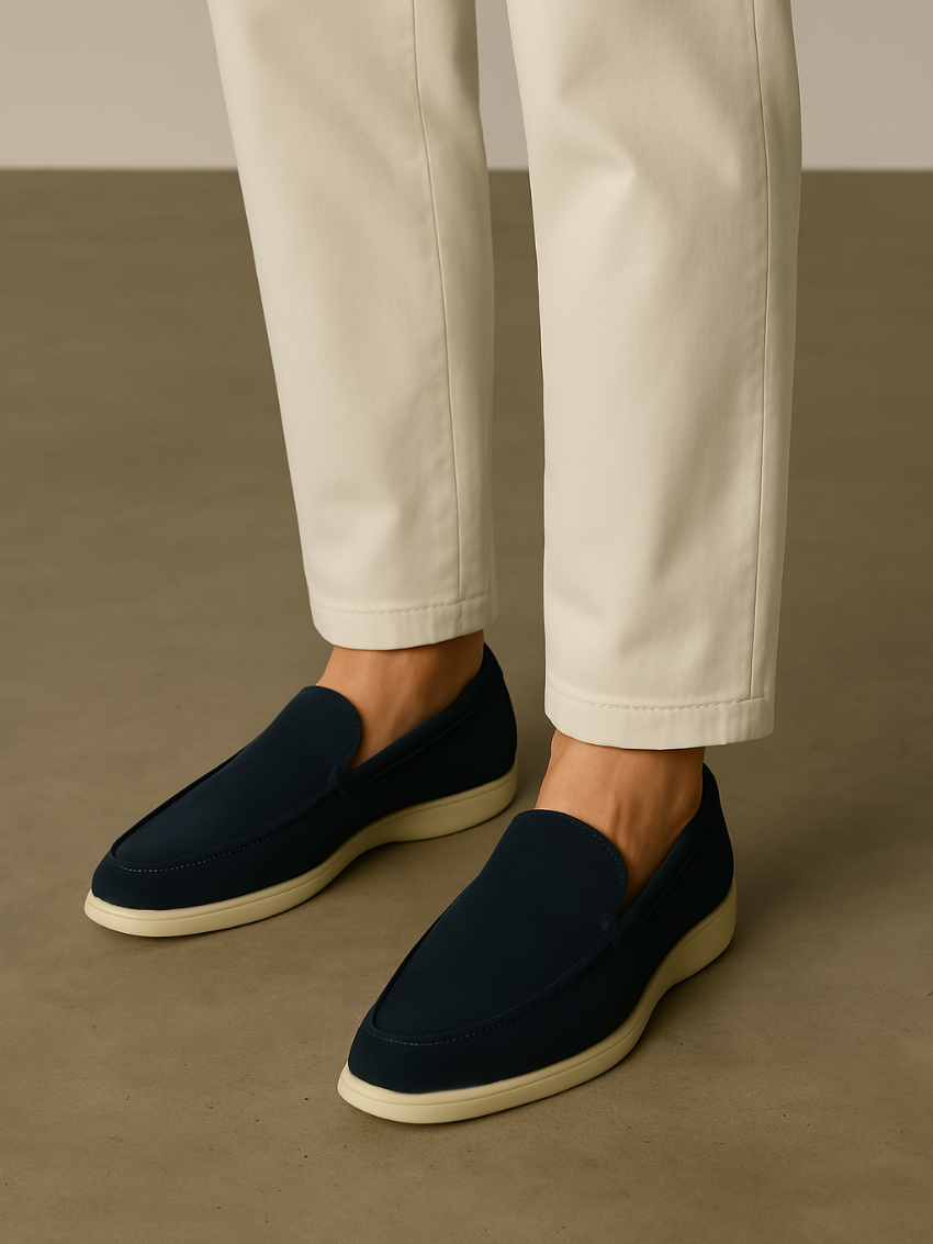Verfijnde suède loafers - Marineblauw