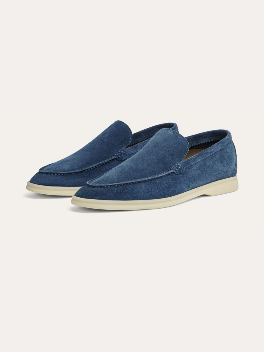Verfijnde suède loafers – Blauw