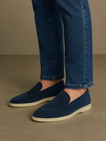 Verfijnde suède loafers – Blauw