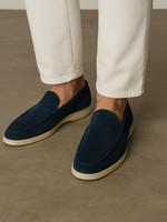 Verfijnde suède loafers – Blauw